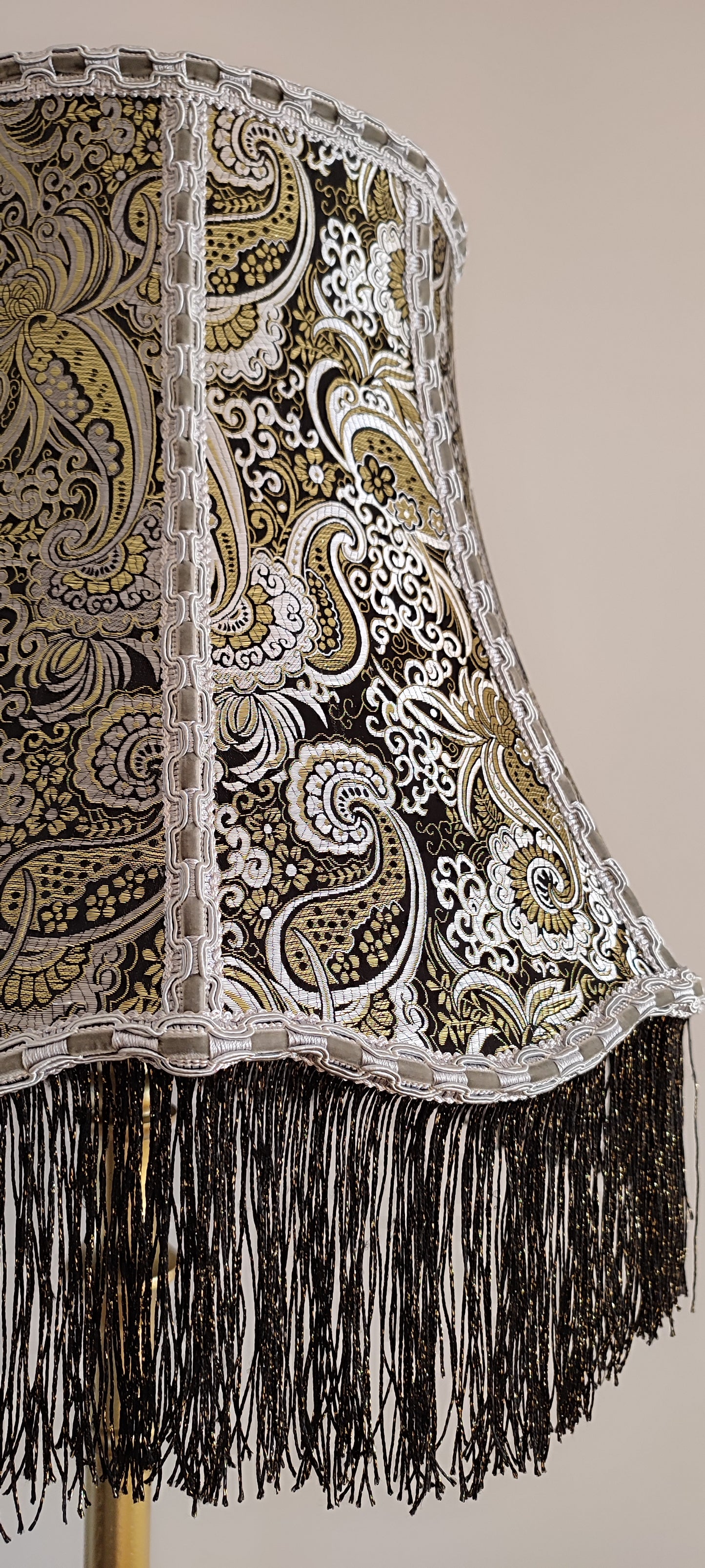 Lampshade, fabric lampshade, unique lamp shades, Golden lampshade. 4706