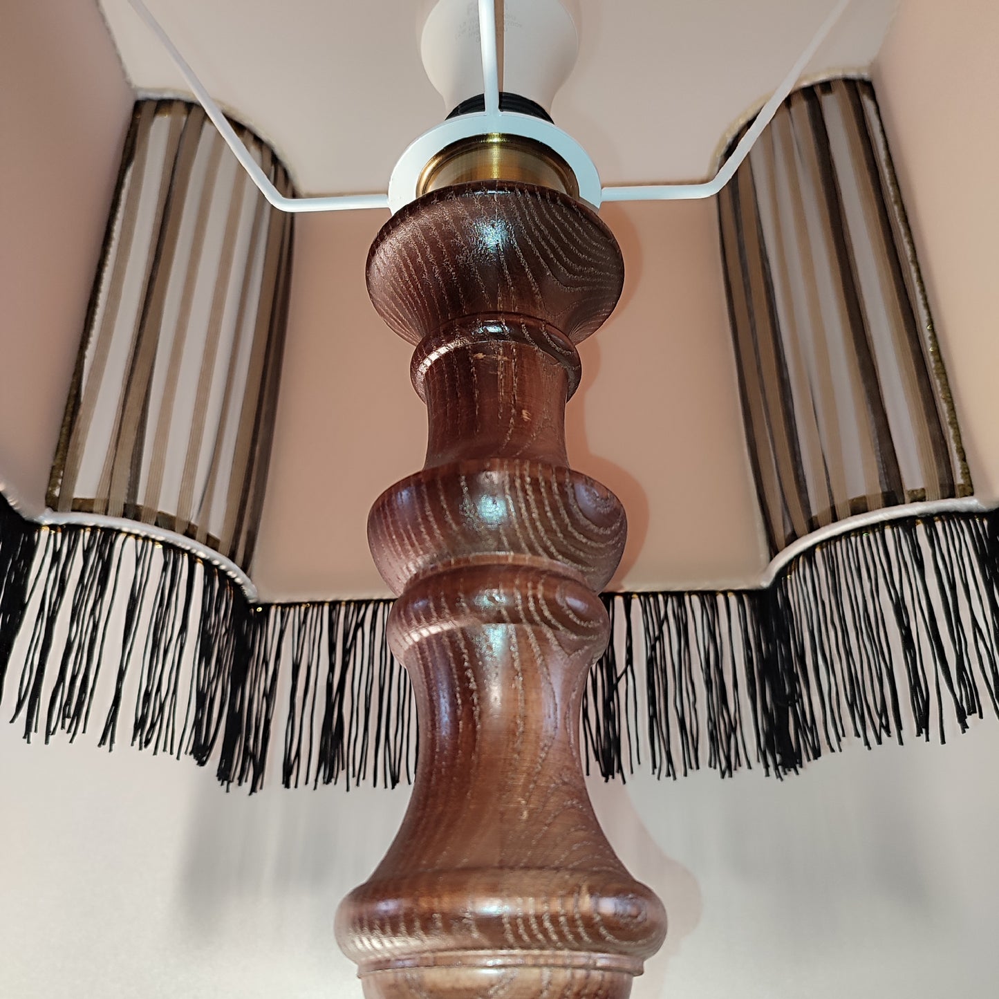 Lampshade, Art Deco style - handmade fringed lampshade, girl in a hat, artistic product. 2806