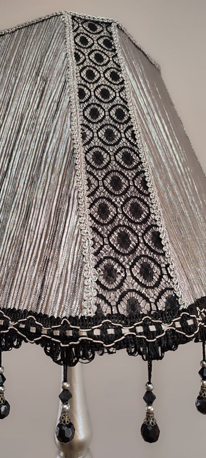Handmade silver lampshade, unique lampshade. 3403