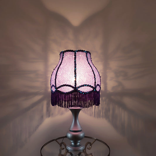 Table lamp with lilac guipure lampshade, for an original interior. № 5001