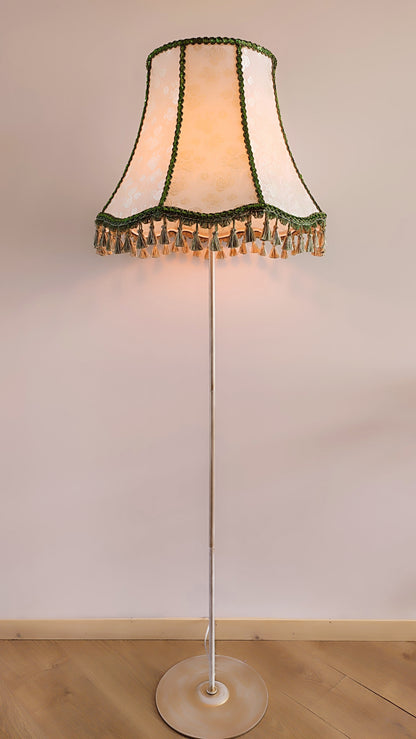 A large light green lampshade with fringe for floor lamps. № 4702