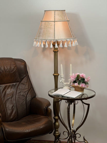 Fabric lampshade. Handmade Victorian Fringed Lampshade. 3103