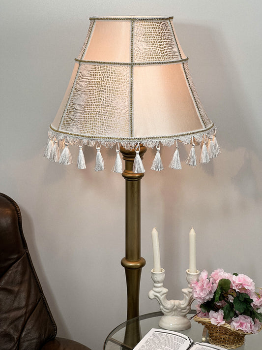 Fabric lampshade. Handmade Victorian Fringed Lampshade. 3103