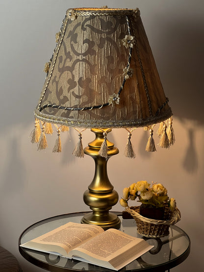Handmade Silk Floral Lampshade with Fringe: Cozy Home Decor. № 0206