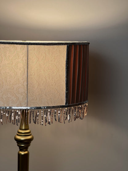 Fringed lampshade, handmade fabric lampshade. 1806
