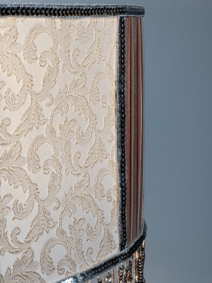 Fringed lampshade, handmade fabric lampshade. 1806
