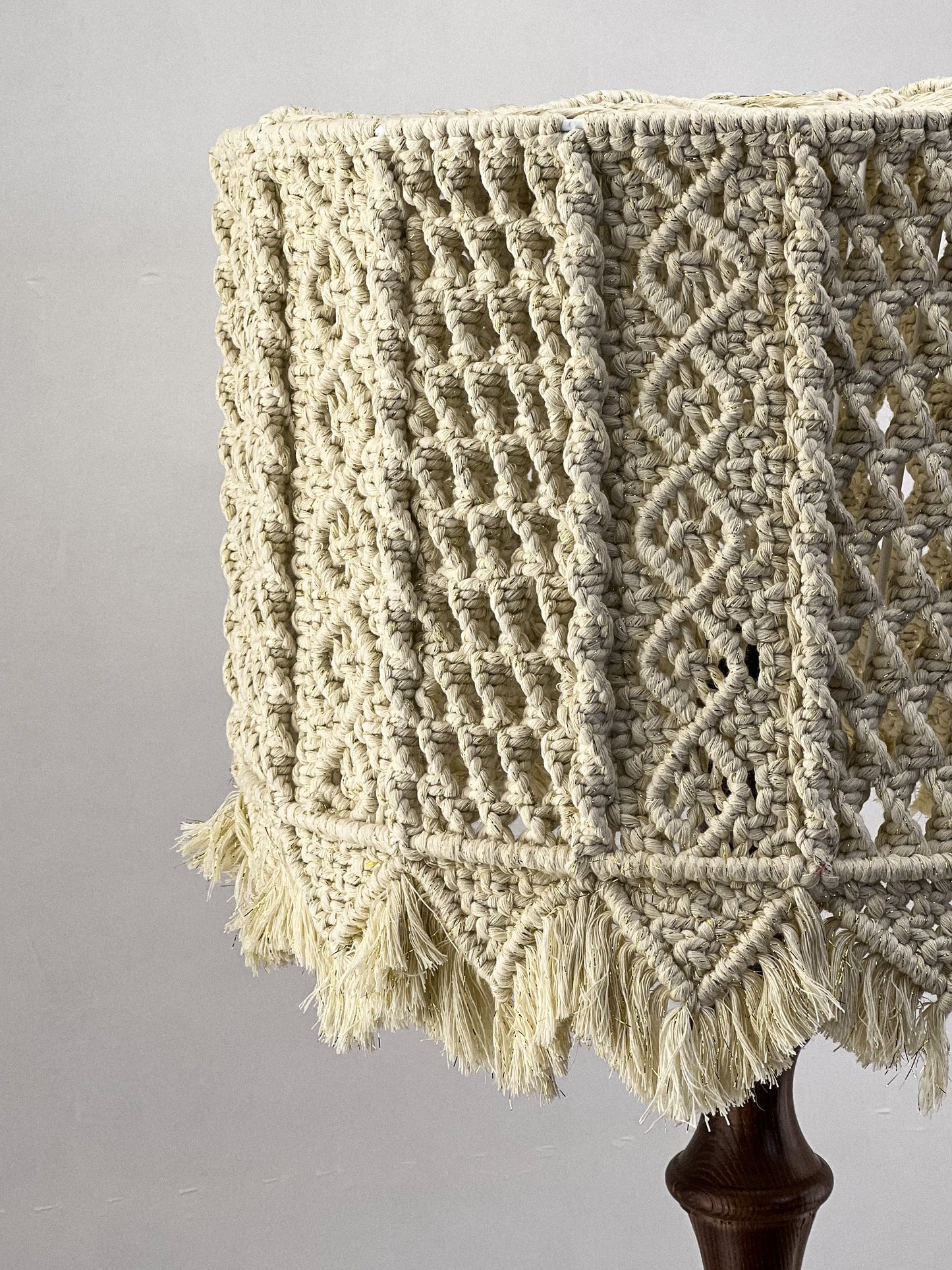 Lampshade. Boho macrame collection in milky white: Wall panel.