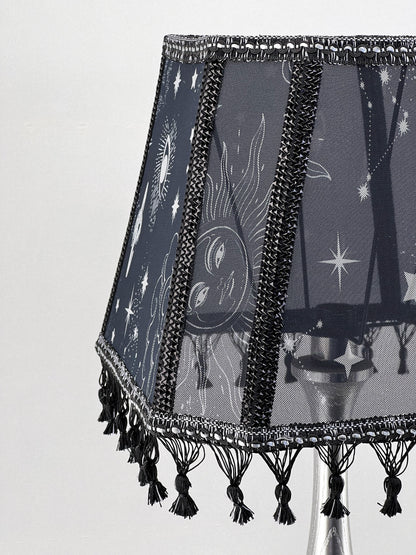 Art Deco lampshade made of two-tone fabric and fringe with tassels. unique lampshade. 1403