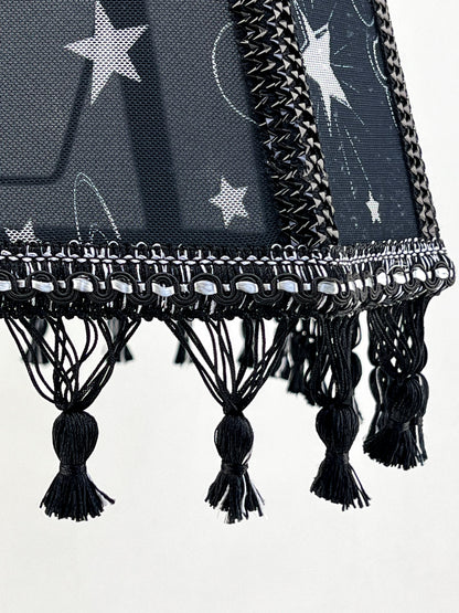 Art Deco lampshade made of two-tone fabric and fringe with tassels. unique lampshade. 1403