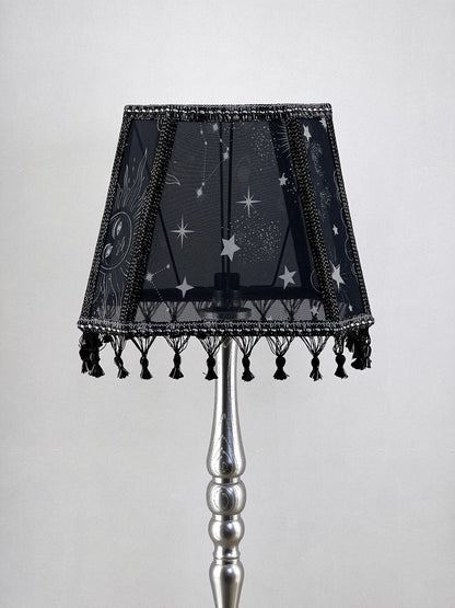 Art Deco lampshade made of two-tone fabric and fringe with tassels. unique lampshade. 1403