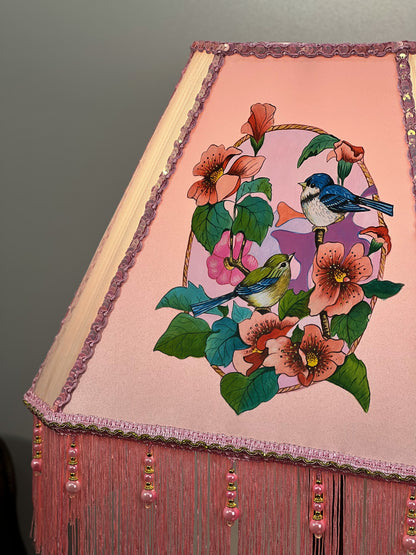 Lampshade, fabric lampshade, Enchanting Victorian Lampshade: Handcrafted with Bird. 3404