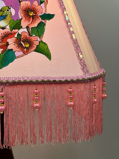 Lampshade, fabric lampshade, Enchanting Victorian Lampshade: Handcrafted with Bird. 3404