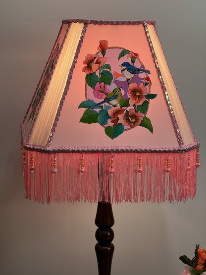 Lampshade, fabric lampshade, Enchanting Victorian Lampshade: Handcrafted with Bird. 3404