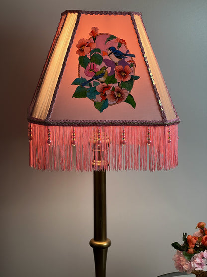 Lampshade, fabric lampshade, Enchanting Victorian Lampshade: Handcrafted with Bird. 3404