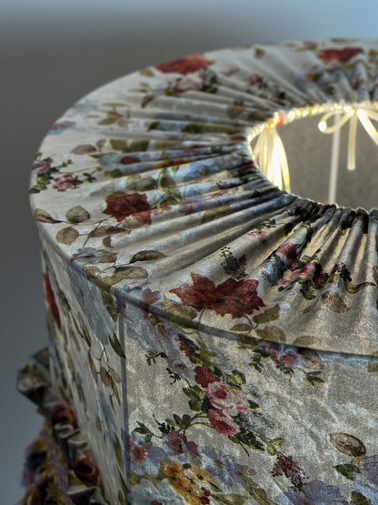 Velvet lampshade with floral print for floor lamps. № 6907