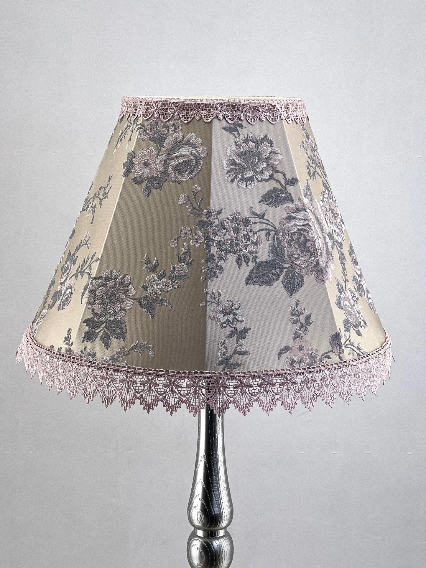 Lampshade with floral print, handmade pink fabric lampshade for an original interior. № 1113