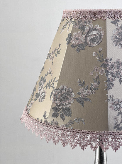 Lampshade with floral print, handmade pink fabric lampshade for an original interior. № 1113