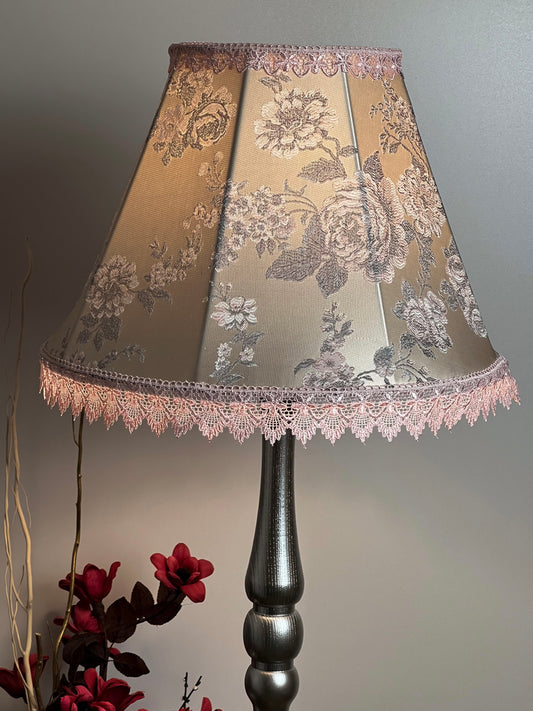 Lampshade with floral print, handmade pink fabric lampshade for an original interior. № 1113