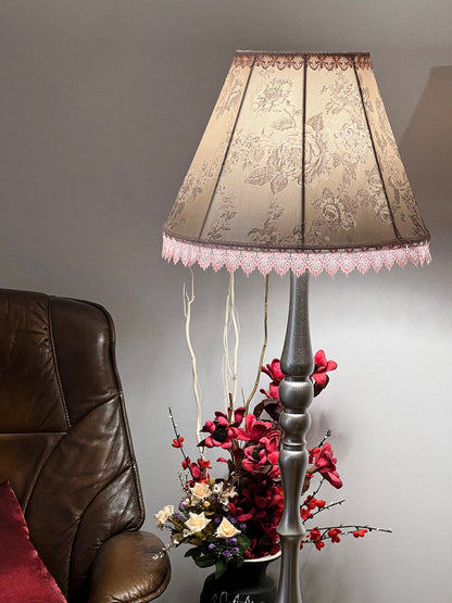 Lampshade with floral print, handmade pink fabric lampshade for an original interior. № 1113