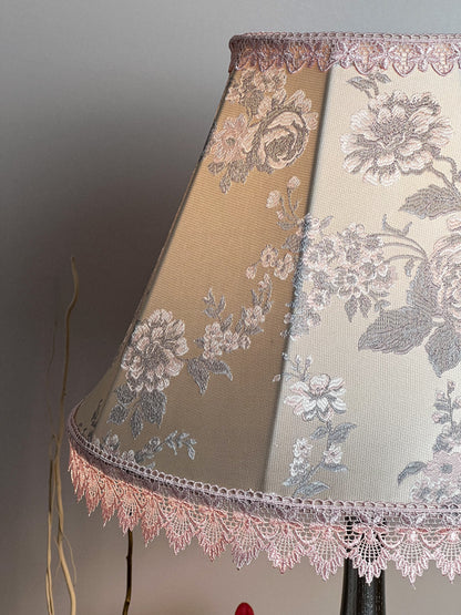 Lampshade with floral print, handmade pink fabric lampshade for an original interior. № 1113