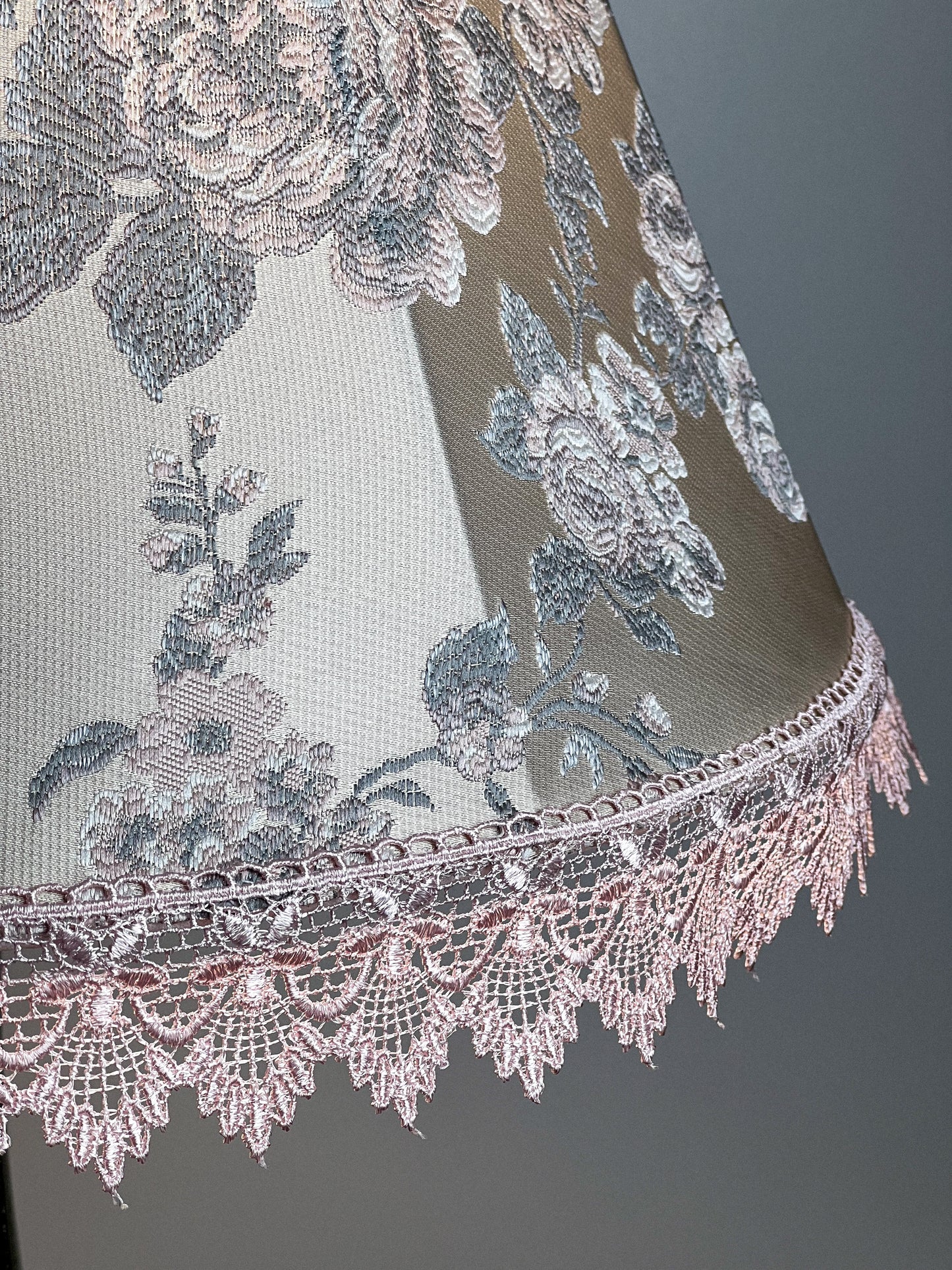 Lampshade with floral print, handmade pink fabric lampshade for an original interior. № 1113