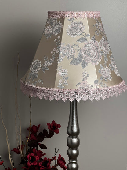 Lampshade with floral print, handmade pink fabric lampshade for an original interior. № 1113