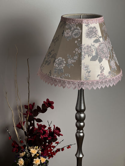 Lampshade with floral print, handmade pink fabric lampshade for an original interior. № 1113