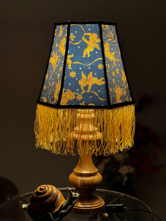 Table lamp, bedside table lamp. Dark Blue Brocade Victorian Table Lamp
