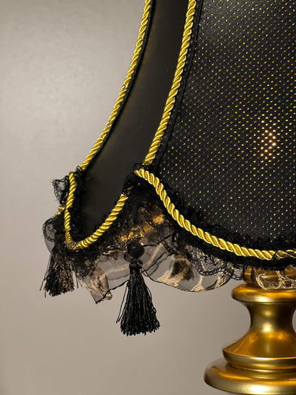 Table lamp, unique lampshades, handmade home lamp, Victorian table lamp with perforated leather shade. 0301