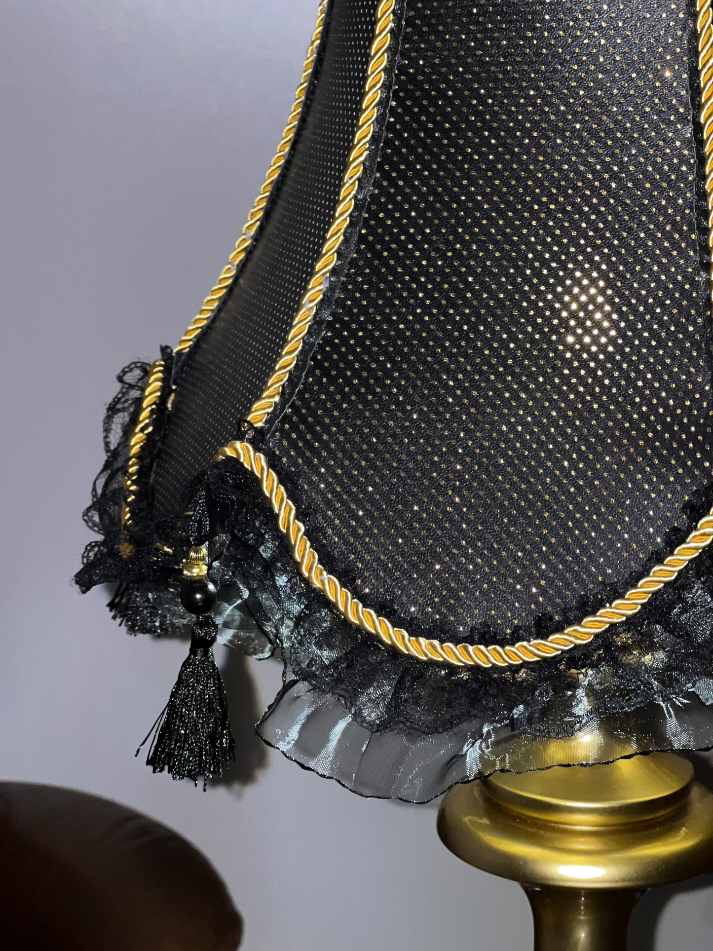 Table lamp, unique lampshades, handmade home lamp, Victorian table lamp with perforated leather shade. 0301