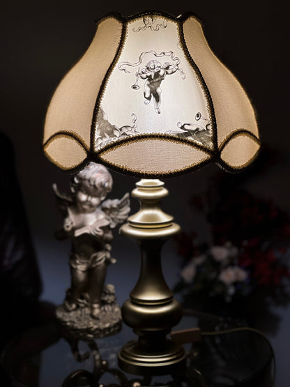 Lampshade “French Fairy” - golden-beige brocade with a pattern. 4102