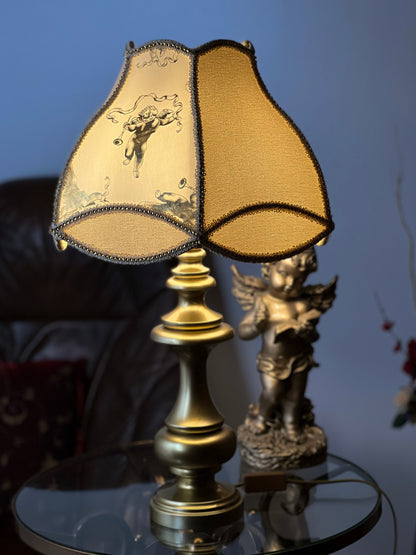 Lampshade “French Fairy” - golden-beige brocade with a pattern. 4102