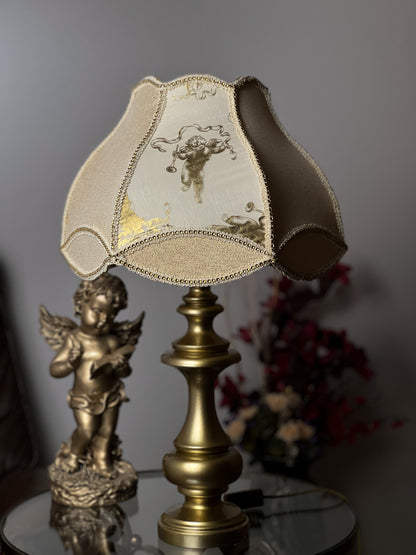 Lampshade “French Fairy” - golden-beige brocade with a pattern. 4102