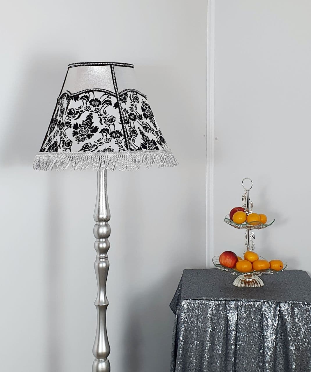 Lampshade. Victorian lampshade made of fabric and fringe. 3608