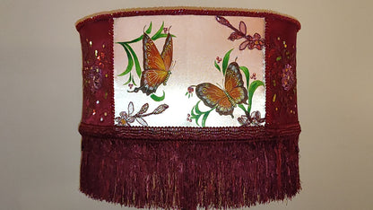 Designer Burgundy Lampshade - Handmade for Large, Romantic, and Deco Lighting. 1805