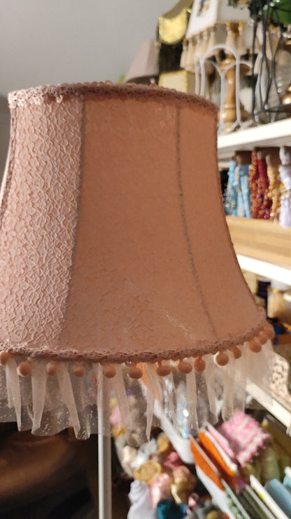 Floor lamp with pink textile shade to create a warm and cozy corner. № 5307