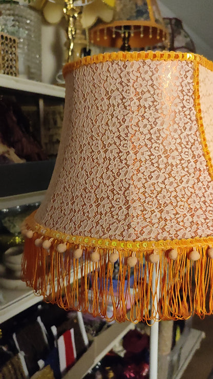 Handmade peach-colored lampshade for floor lamps. № 5306
