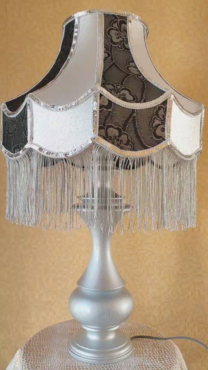 Luxurious Victorian table lamp with sequins and fringe. № 7204