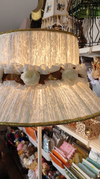 Handmade Floral Lampshade Floor Lamp: Victorian Style Home Decor. № 6102