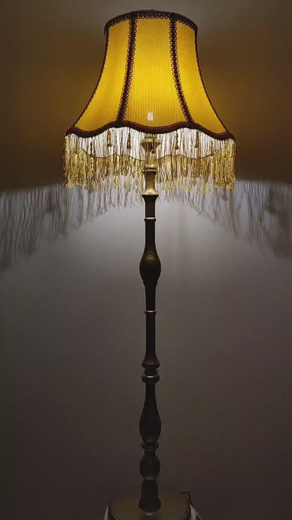 Floor lamp with yellow fabric shade with fringe. 4701 Product to order!