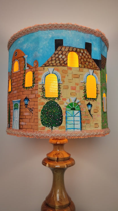 Bedside table lamp with artistic painting, handmade, for a cosy interior, for a special gift. № 3503