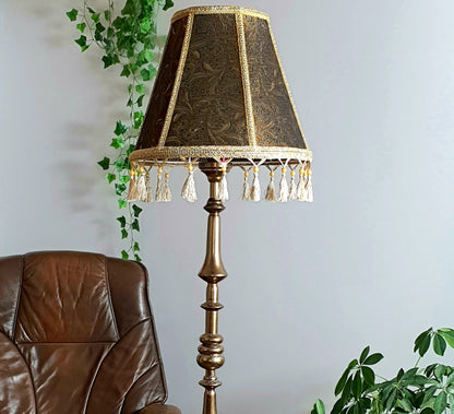 Relief lampshade of golden brown color in Victorian style with fringe. PRODUCT TO ORDER. 0205