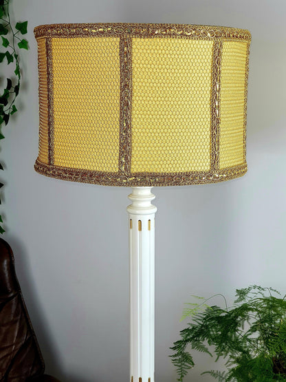 Handmade Yellow Mesh and Fabric Lampshade. 1601