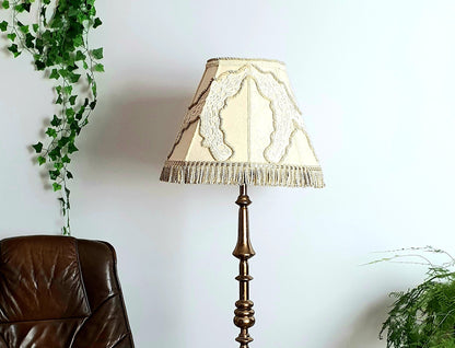 Victorian Lampshade Pastel Beige with Fringe. 1109