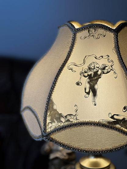 Lampshade “French Fairy” - golden-beige brocade with a pattern. 4102