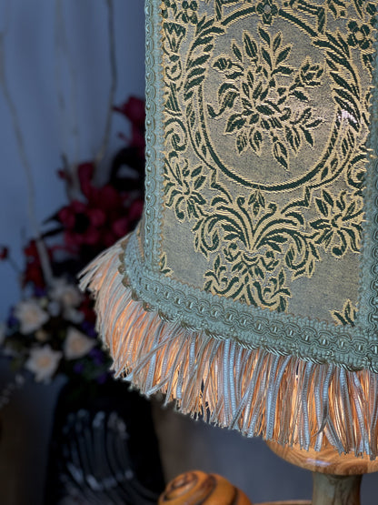 Beige and green handmade fabric lampshade 5901