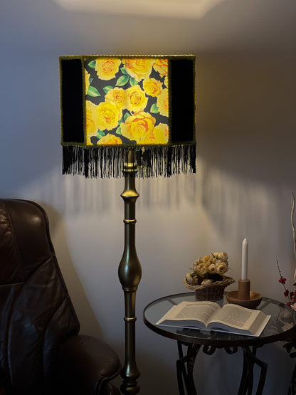 Lampshade. Decadent lampshade with fringe and Victorian floral design.