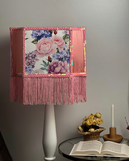 Lampshade, unique lampshades, designer pink flower lampshade. 2802