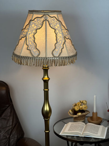 Victorian Lampshade Pastel Beige with Fringe. 1109
