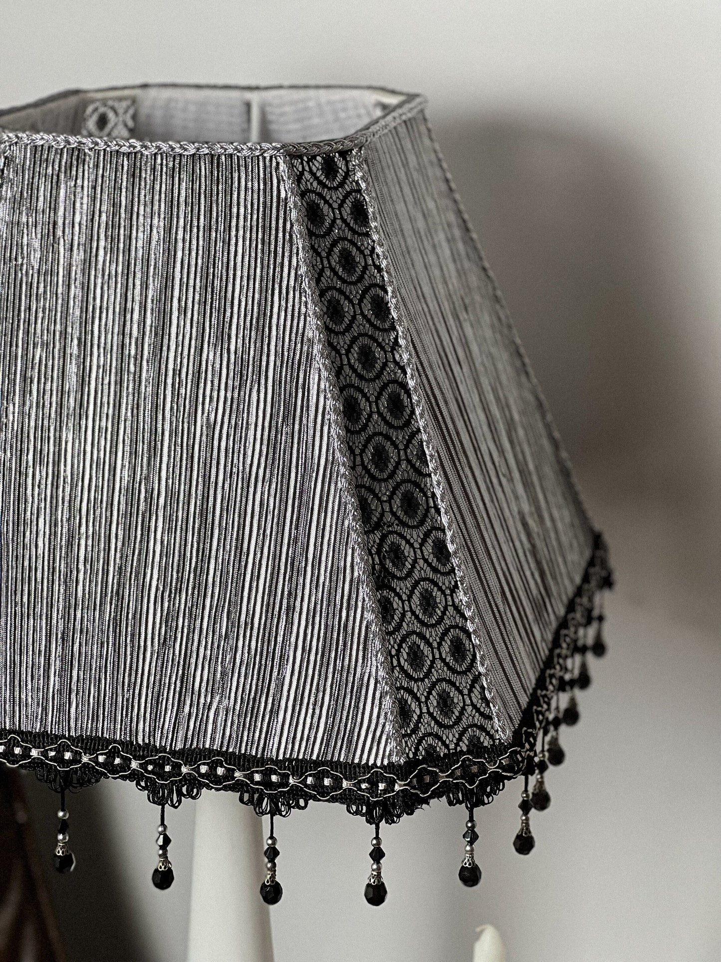 Handmade silver lampshade, unique lampshade. 3403